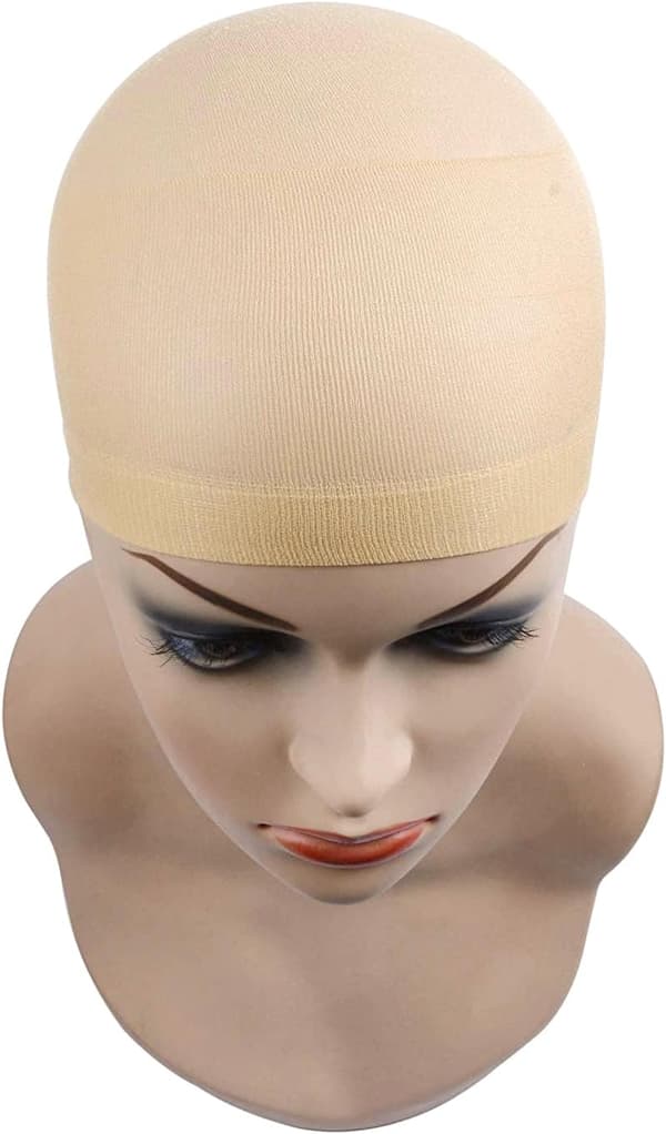 6-pack nylon-perukmössor för kvinnor, ventilerande och stretchiga, beige