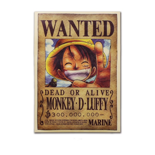 One Piece Luffy Art Poster Retro Väggdekor Kraftpapper 36x51,5 cm för Bar Pub Home