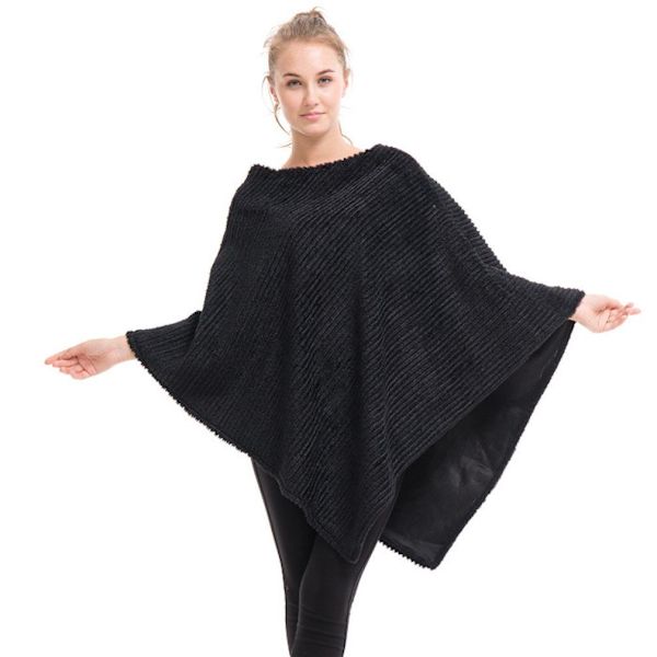 Pullover Cape Lös poncho av konstgjord ull för dam