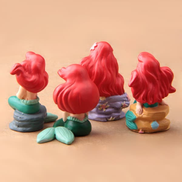 4 stk. søde havfrueprinsesse-minifigurer PVC DIY eventyrhave-dekoration sæt