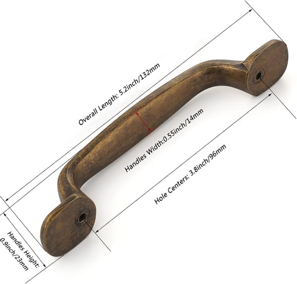 5-pak antikke messing-skabsgreb, 96 mm zinklegering-greb til skabe og skuffer