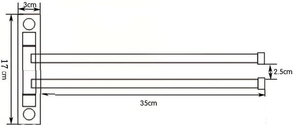 35 cm 2-armet svingbar håndklædeholder i 304 rustfrit stål til vægmontering