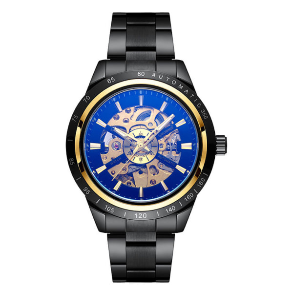 Automatisk mekanisk watch för män Casual Skeleton Watch Blue Dial