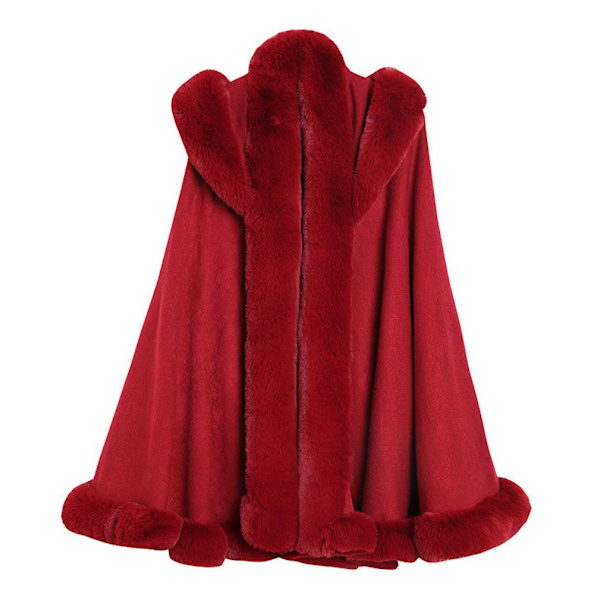 Lösa sjalar med fuskpälsklippning Elegant cardigan Cape för Lady Red