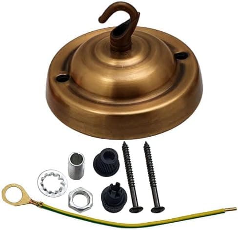10,5 cm takkopp med krok i antikk messing for pendellamper