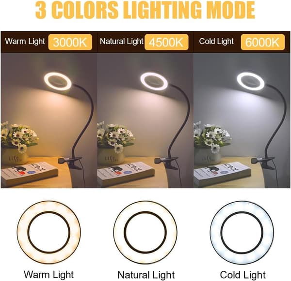 5X forstørrelsesglas med lys, 56 LED USB-klemlygte til læsning og hobbyarbejde