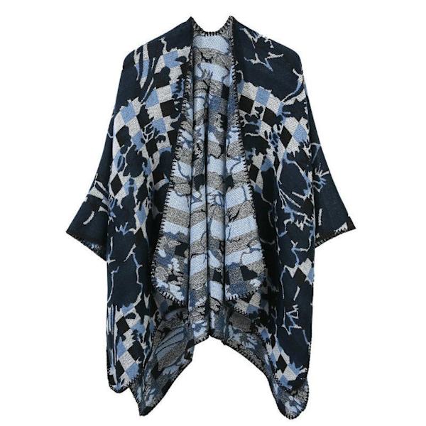 Varm Sjal Scarf Öppen Front Poncho Vinterkofta för Dam