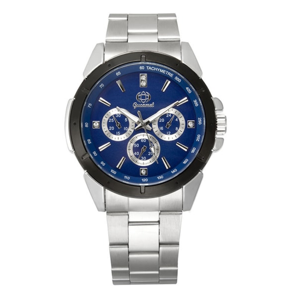 Herr Quartz Diamond Watch Casual Watch Blue Multi Dial rostfritt stål