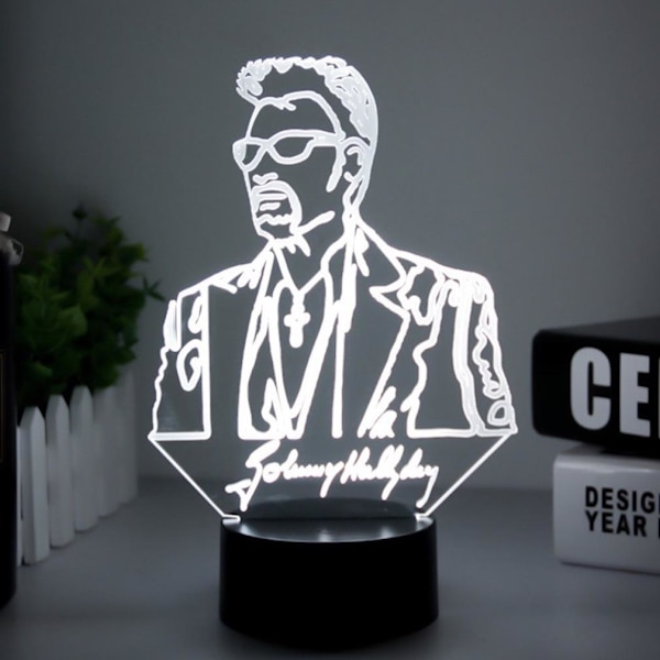 Johnny Hallyday 3D LED Nattljus Sovrumsbordslampa Färgbyte