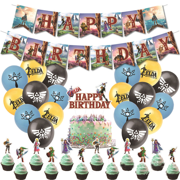 Legend of Zelda Grattis på födelsedagen Ballong Set Latex Ballonger Party Dekoration Kit