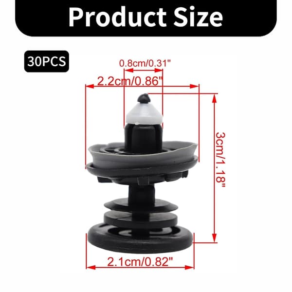 30 st. plastclips för bildörrspanel 23x30 mm set med interiörfästen