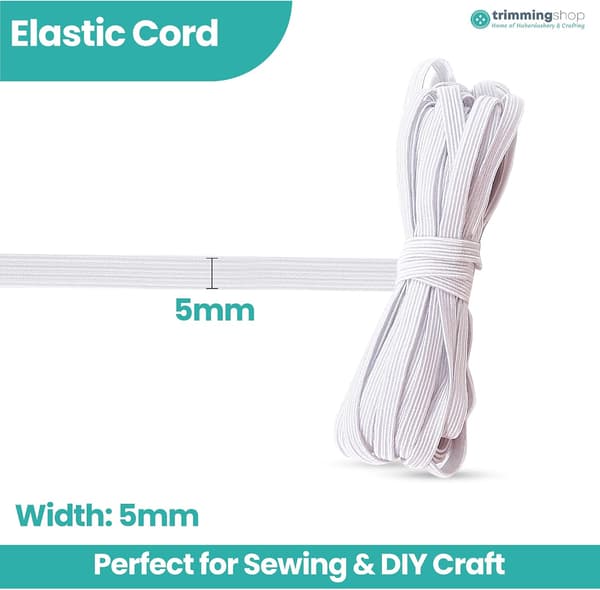 5 mm hvitt flatt elastisk bånd 10 m elastisk snor for søm og skreddersøm