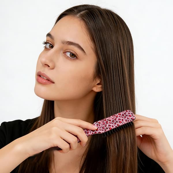 Hårbørste med pink leopardmønster og bløde børstehår til slick back-styling