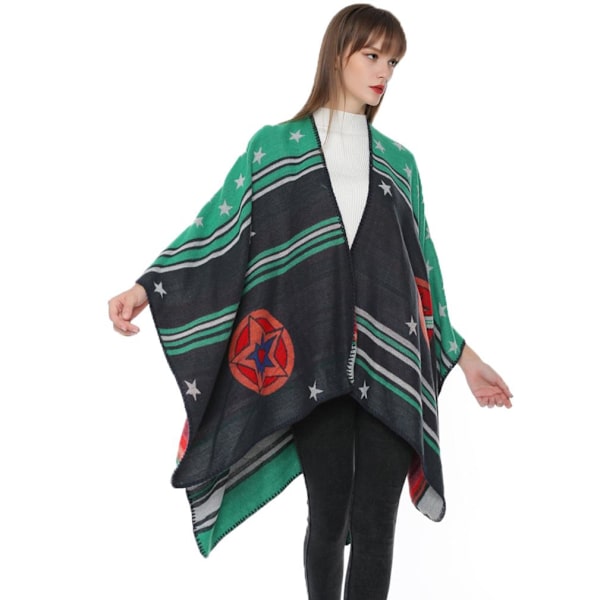 Stars Scarf Long Open Front Poncho Loose Warm Cardigant for Lady
