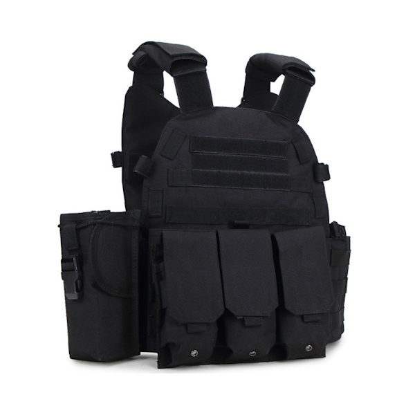 Svart Tactical Vest Outdoor Molle Jaktväst Justerbar modulär utrustning för träningsspel