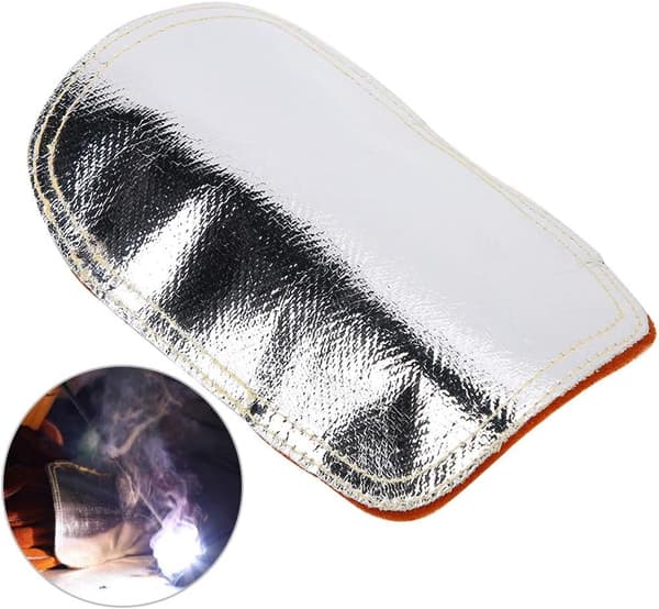 Svetshandskydd med aluminiserad baksida i kluvet nötläder för värmeskydd