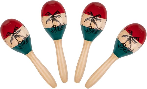 4-pack handmålade maracas i trä för musikrytm och fester
