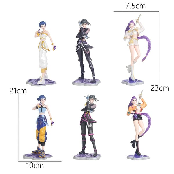 6 stk. KPop Demon Hunters jentefigurer 21-23 cm PVC samleobjekter utstillingsmodeller