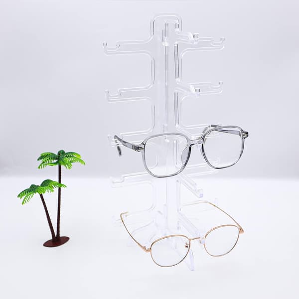 2 stk. 5-pars gennemsigtige solbrille-displaystativer, brilleholdere i plast