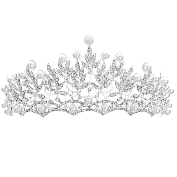 Kvinnor Bröllop Crown Silver Peal Crystal Bride Tiara