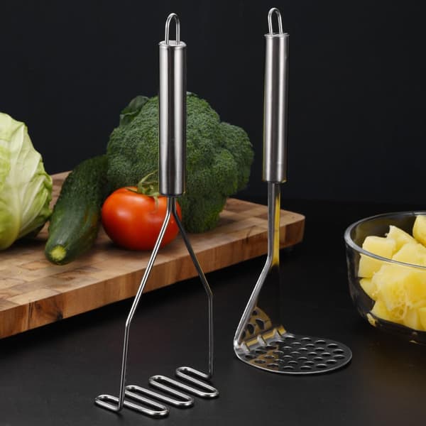 2-pack potatisstöt, kraftiga köksredskap i rostfritt stål