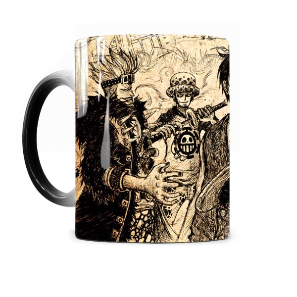 One-Pieces Trafalgar D. Vattenlag färgförändringsmugg Keramisk kaffemugg Thermal tekopp Nyhetspresent