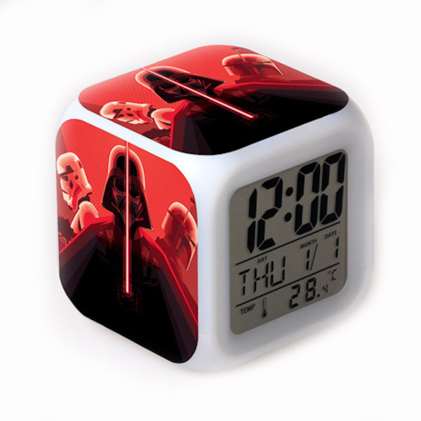 LED-väckarklocka Darth Vader 7 färgskiftande digital med termometer