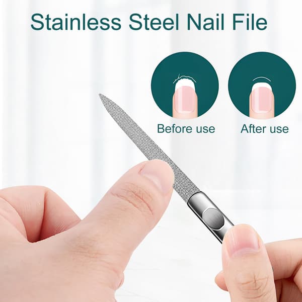 4 stk. safir-neglefile, manicure- og pedicuresæt i rustfrit stål