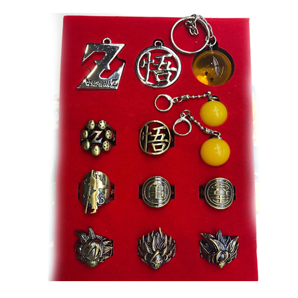 Conjunto de pingente de liga de Dragon Ball com chaveiro colar