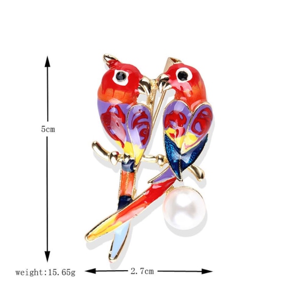 Söt broschnål Flammande papegoja Corsage målad emalj Färgglad dambrosch