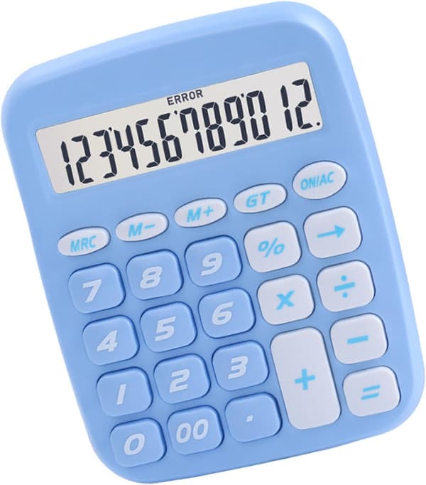 Børne-lommeregner med stort display, himmelblåt matematikværktøj til klasseværelset