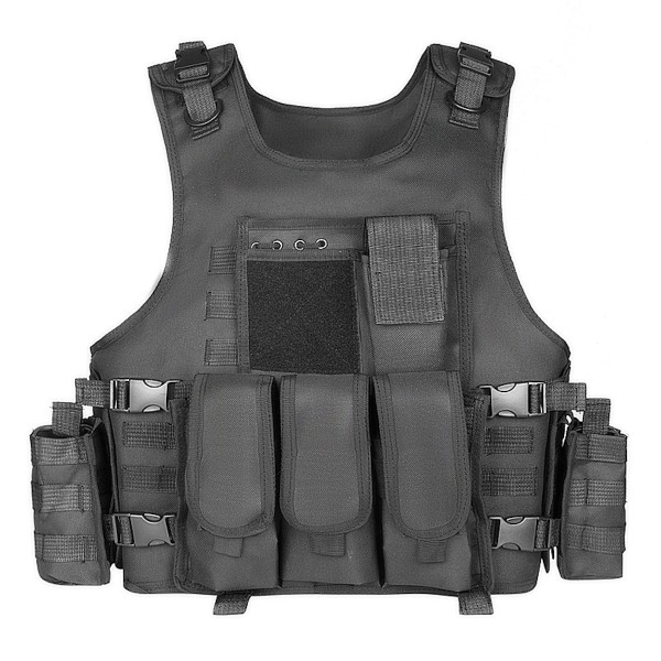 Outdoor Tactical Väst Molle Väst med multifickor Black