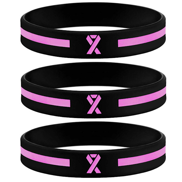 3st Pink Ribbon Awareness Armband Armband Party Sports Armband för män kvinnor