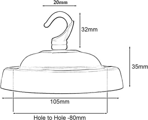 10,5 cm loftroset med krog i antik messing til pendellamper