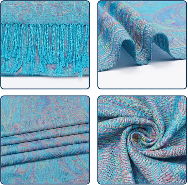 Paisley Pashmina-sjal for kvinner, vendbart jacquard-skjerf med frynser