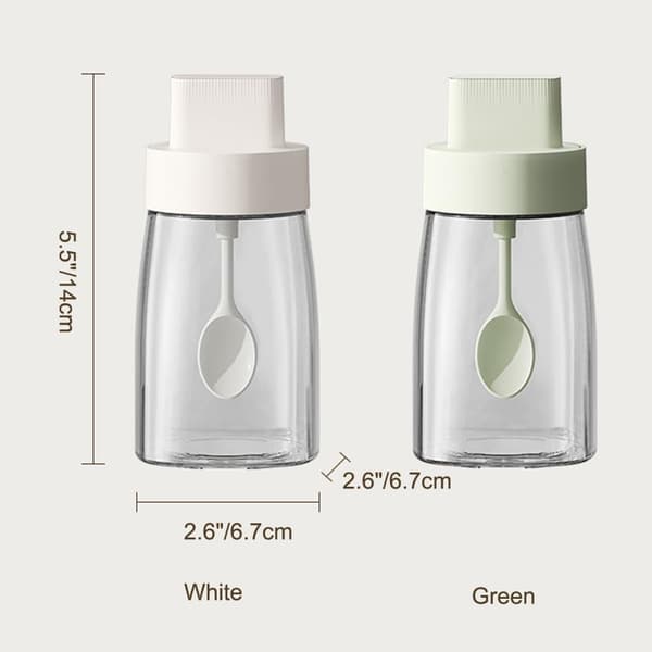 3-pack 230 ml kryddburkar i glas med infällbara skedar och lufttäta lock