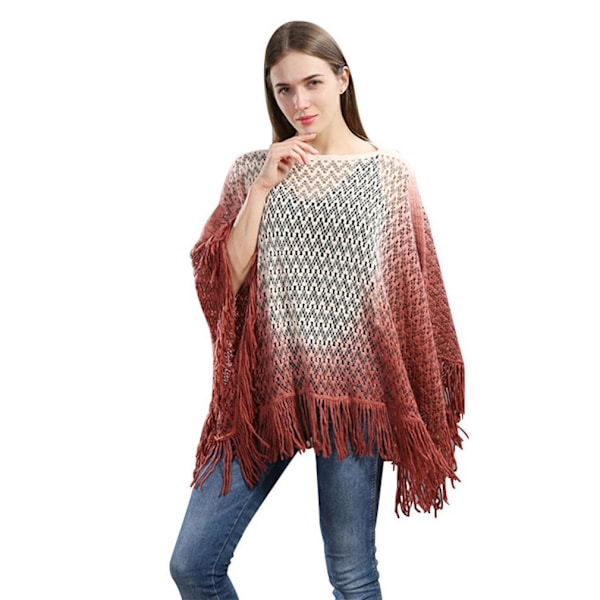 Pullover Cape Loose Lättviktsjacka stickning Poncho för dam