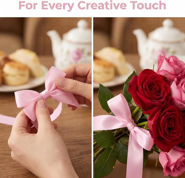 Rosa satinband 20 mm brett 22 m rulle för presentinslagning bröllop DIY-pyssel