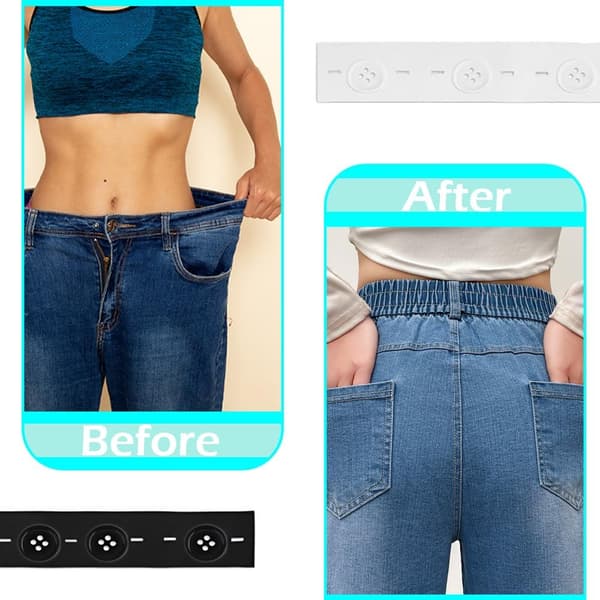 8-pack elastiskt midjejusteringsset med knappar för jeans och byxor