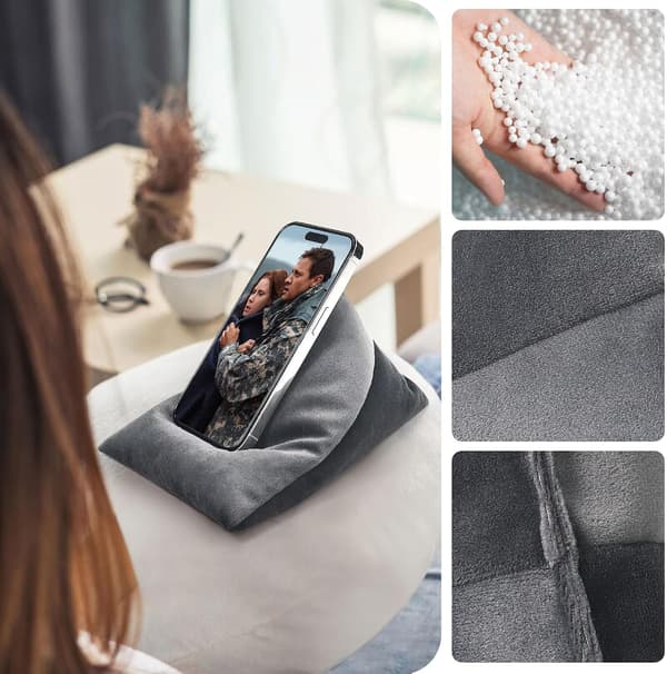 Bean Bag Telefonholder, Blød Fløjls-pudeholder til Telefoner og Tablets
