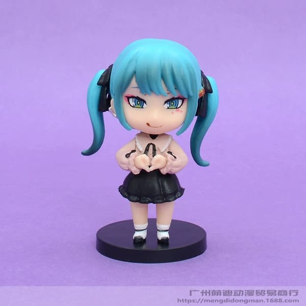 6 kpl Hatsune Miku PVC Chibi -hahmosetti keräilyyn ja esillepanoon, 10 cm