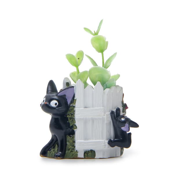 Mini svart katte-gjerde-potte PVC søt skrivebordsdekorasjon for sukkulenter