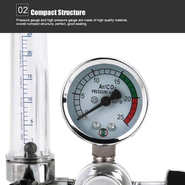 Argonregulator 0-25 MPa med strømningsmåler G5/8 for MIG TIG-sveising