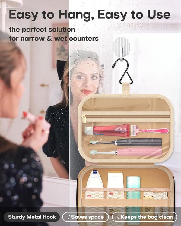 Hængende toilettaske til kvinder, makeup-organizer, sort ferietaske