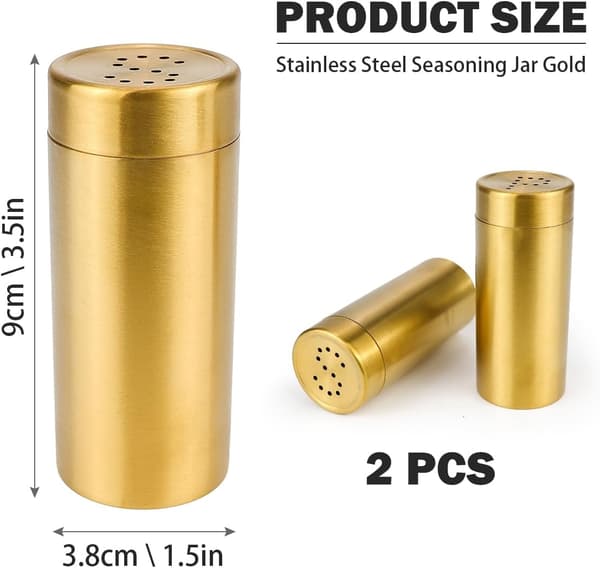 2-pack salt- och pepparkar i guld, kryddbehållare i 304 rostfritt stål