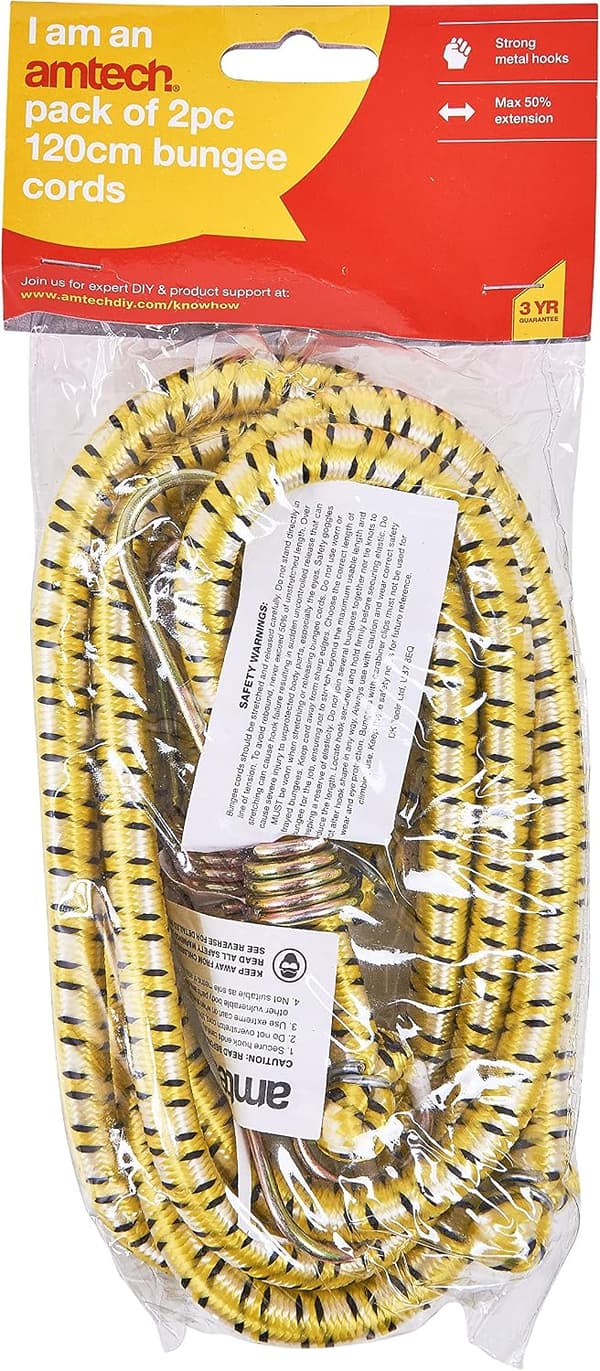 2-pak 122 cm elastiksnore med metalkroge 12 mm kraftige elastikstropper