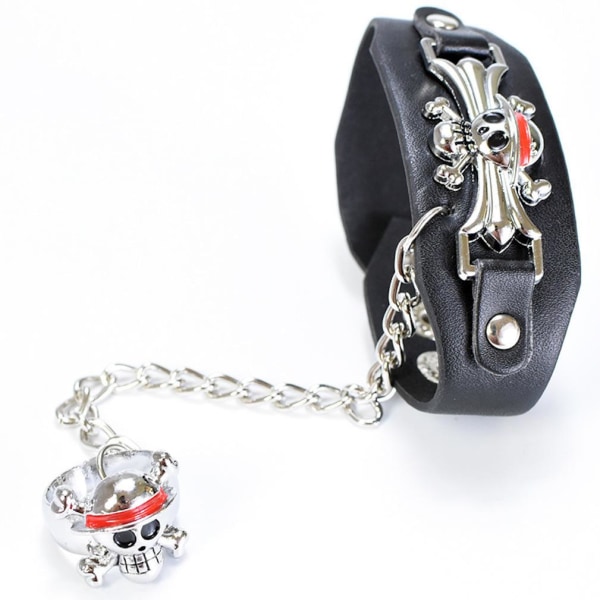2st Ring Set i ett stycke Luffy Armband PU flätad läder Anime Ring för Cosplay