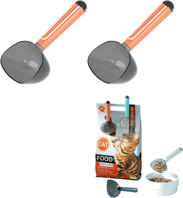 2-pack måttskopor för husdjursmat med skala för hundar, katter och kaniner