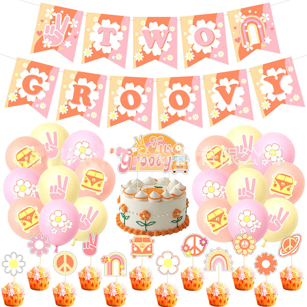 Hippie Bohemian Grattis på födelsedagen Ballong Set Latex Ballonger Party Dekoration Kit