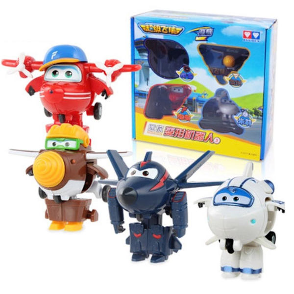4st Super Wings Astra Flip Chase Mini Figurleksak Modell Deformerbar